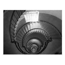 B&W spiral lighthouse staircase Postcards
