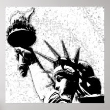 B&W Statue of Liberty Poster Print