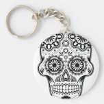 B&W Sugar Skull Key Chains