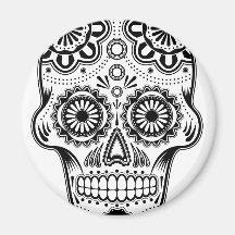 B&W Sugar Skull Magnet