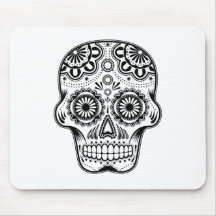 B&W Sugar Skull Mousepads