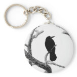 B&W Winter Raven Edgar Allan Poe keychains