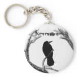 B&W Winter Raven Edgar Allan Poe Nevermore Key Chain
