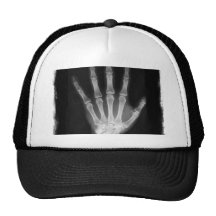 B&W X-ray Skeleton Hand Trucker Hats
