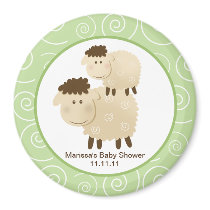 Baa Baa Sheep Green 3-inch Round Favour Magnet