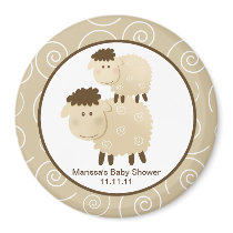 Baa Baa Sheep Neutral 3-inch Round Favour Magnet