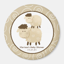 Baa Baa Sheep Neutral 3-inch Round Favour Magnet