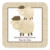 Baa Baa Sheep Neutral SQUARE Favour Sticker