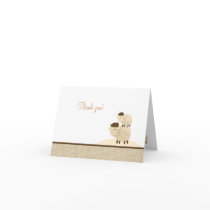 Baa Baa Sheep Neutral Tan Folded Thank you notes