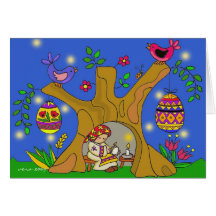 Baba and the Pysanky Tree Ukrainian Folk Art Card