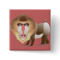 Baboon Pinback Button