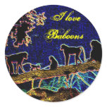 Baboon on Tree from Junglewalk,com Round Stickers