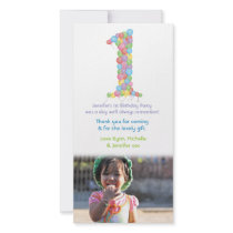 Baby 1st Birthday Balloons Thank You Photo Card
