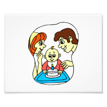 Baby 1st birthday graphic with family art photo