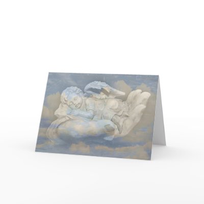 Baby Angel Wings Sleeping in God's Hand Greeting Cards by KahunaLuna