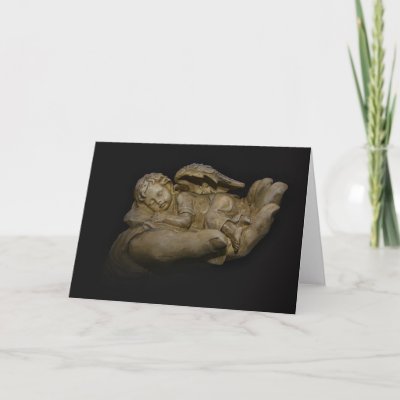 Baby Sleeping Products on Baby Angel Wings Sleeping In Hand Greeting Card   Zazzle Co Uk