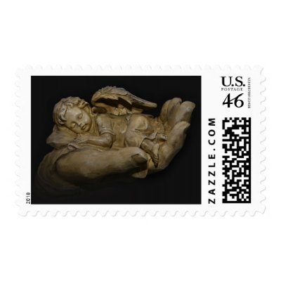 Baby Sleeping Products on Baby Angel Wings Sleeping In Hand Postage Stamps   Zazzle Co Uk