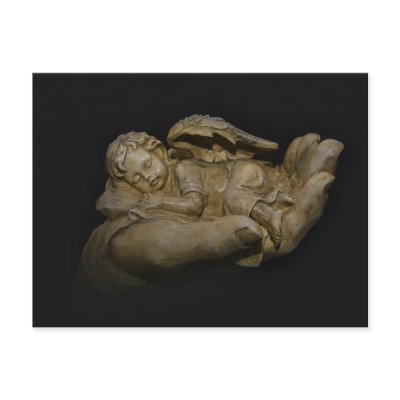 Baby Angel Wings Sleeping in Hand Postcards by KahunaLuna