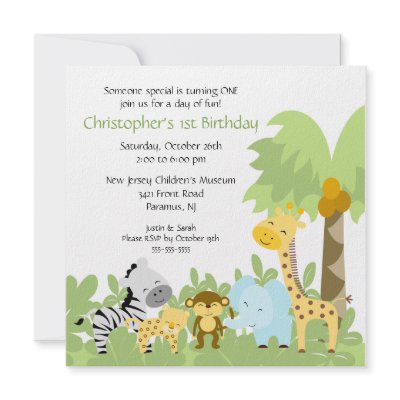 Baby Animal Jungle Birthday Invitation by celebrateitinvites