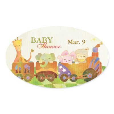 Baby Animals on ChooChoo Train Baby Shower Sticker by daphne1024