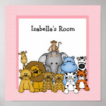Baby Animals Wall Art print personalised with name