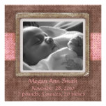Baby Announcement Chocolate Pink invitations