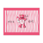 Baby Announcement Pink Bear and Tractor Card