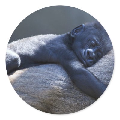 Baby Ape & Momma Round Stickers by Priscilla48