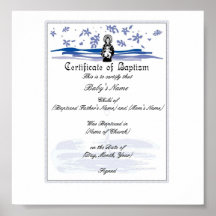 Baby Baptism Certificate -Boy Posters