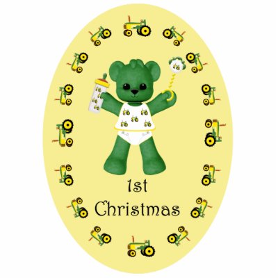 Baby Bear and Tractor Christmas Ornament by KirstenEdwards