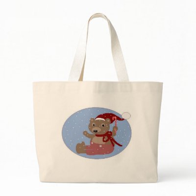 Baby Bear Christmas Tote Canvas Bag by disgustedcats