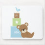 Baby Bear with Blue Toy Block Mouse Pads