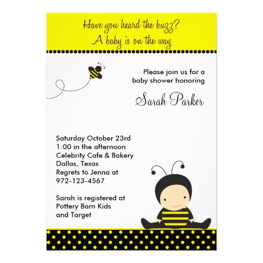 Baby Bee Shower Invitations