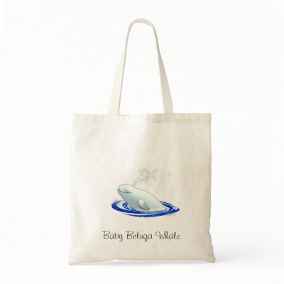Baby Beluga Whale Tote Canvas Bags by Paintedlynx