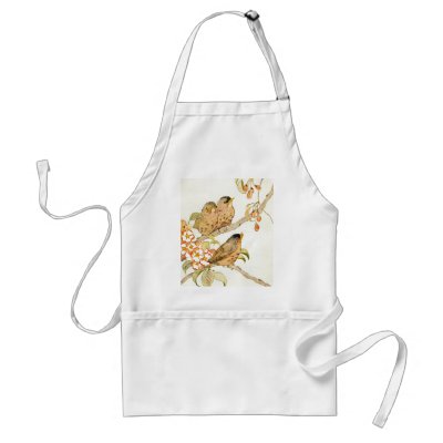 Baby Birds and Apple Blossoms Aprons by Cardgallery