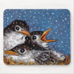 BABY BIRDS IN SNOW MOUSE PADS