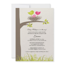 Baby Bird's Nest Baby Girl Shower Custom Invites