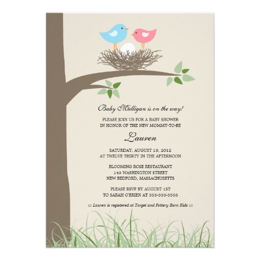 Baby Bird's Nest Baby Shower Custom Invitations