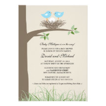 Baby Bird's Nest - Gay Couple Baby Shower Custom Invitation