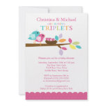 Baby Birds Nest Triplets Baby Shower Invitations