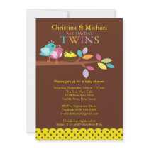 Baby Birds Nest Twins Baby Shower Invitations