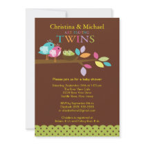 Baby Birds Nest Twins Baby Shower Invitations