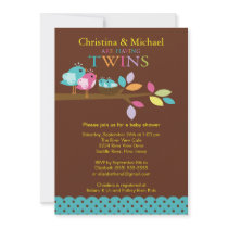 Baby Birds Nest Twins Baby Shower Invitations