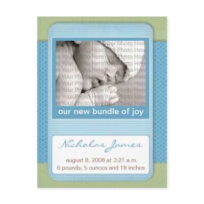 Baby Birth Announcement Blue Polka Dots by BeezKneez