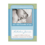 Baby Birth Announcement Blue Polka Dots postcards