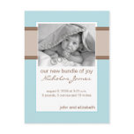 Baby Birth Announcement Brown and Blue postcards
