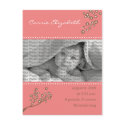 Baby Birth Announcement Pink Branch Design postcards