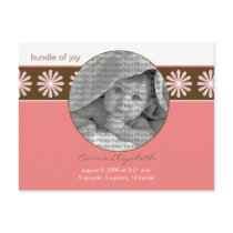 Baby Birth Announcement Pink Flowers