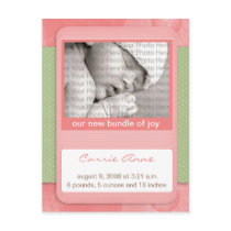 Baby Birth Announcement Pink Polka Dots