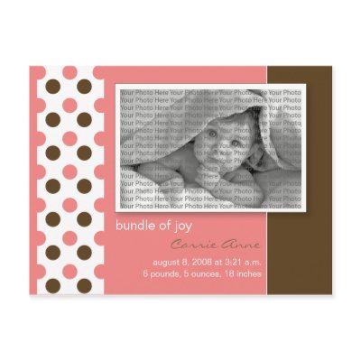 Baby Birth Announcement Pink Polka dots by BeezKneez